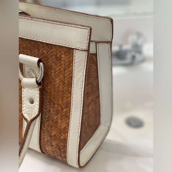 Michael KORS Rattan wicker handbag purse white leather trim straps. - Picture 5 of 10